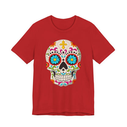 Colorful Sugar Skull Tee - Day of the Dead Shirt, Unisex Casual Wear, Festival Outfit, Gift for Halloween and Celebrations - TINMICO