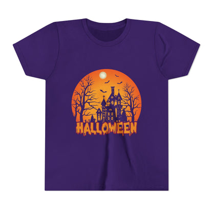 Halloween Youth Short Sleeve Tee, Halloween T-Shirt, Kids Spooky Shirt, Trick or Treat Top, Scary Costume Tee, Fall Celebration Apparel - TINMICO