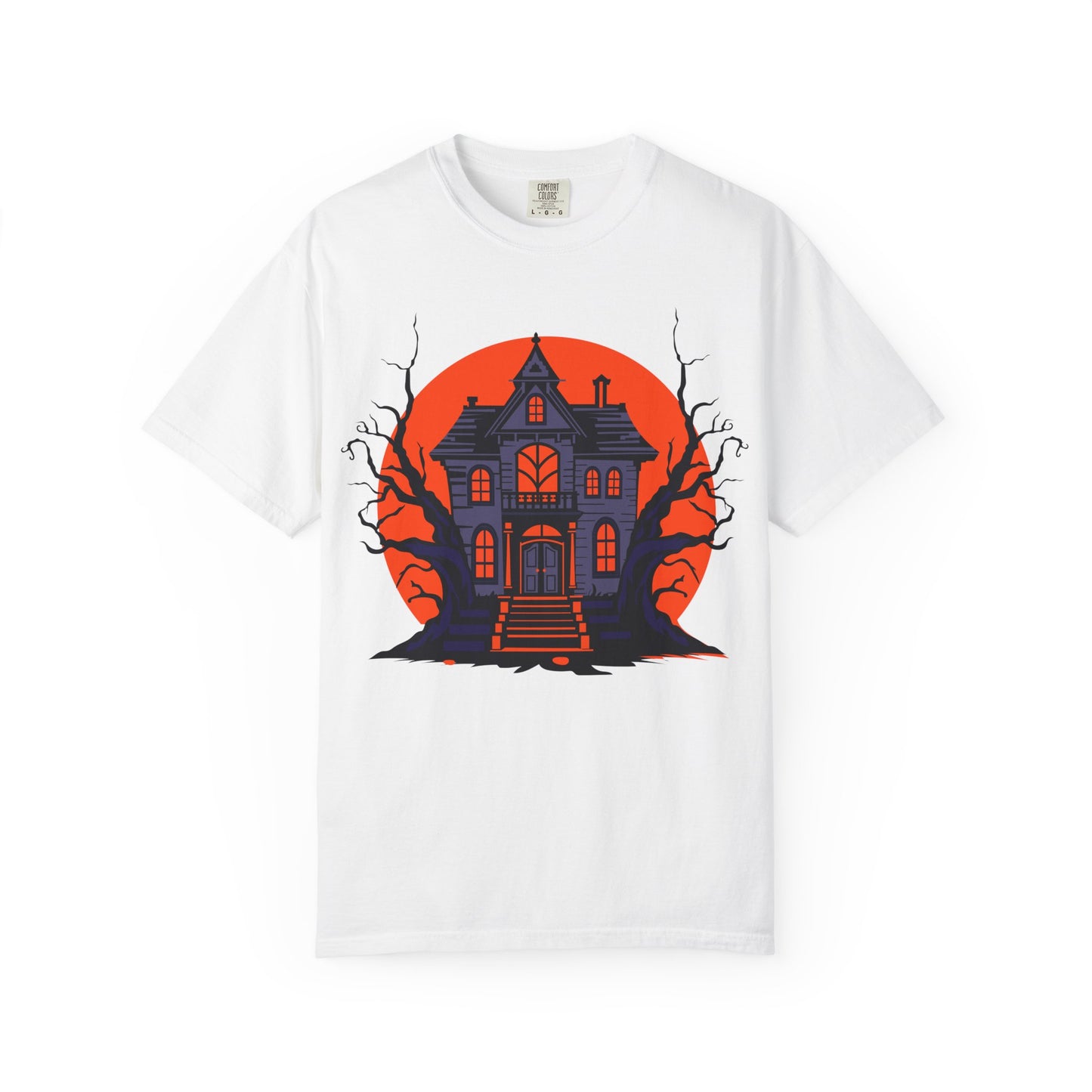 Spooky Haunted House T-Shirt, Halloween Tee, Unisex Halloween Apparel, Fall Fashion, Ghostly Graphic Shirt, Eerie T-Shirt - TINMICO