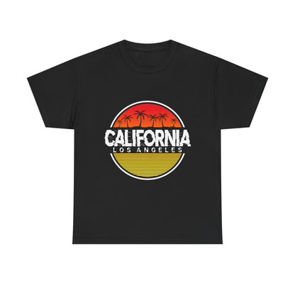 California Sunset Unisex Heavy Cotton Tee, Casual Wear, Summer Vibe, Gift for Travelers, Beach Party Shirt, Graphic Tee - TINMICO