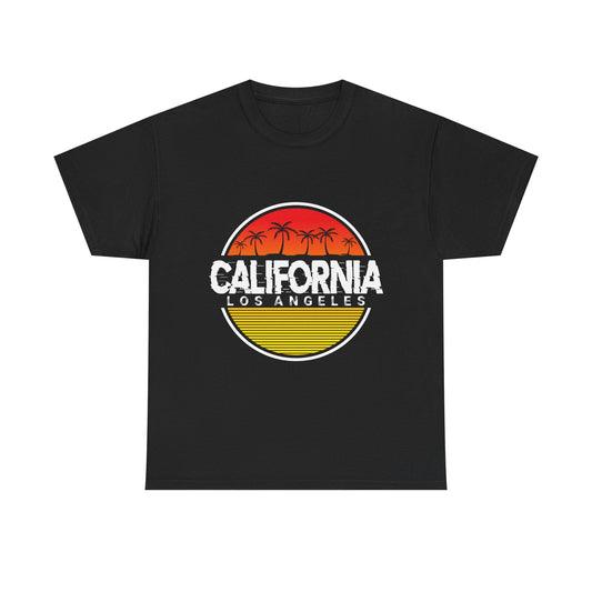 California Sunset Unisex Heavy Cotton Tee, Casual Wear, Summer Vibe, Gift for Travelers, Beach Party Shirt, Graphic Tee - TINMICO