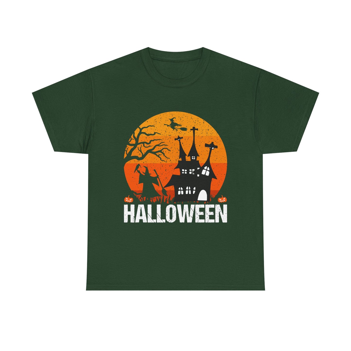 Halloween Unisex Heavy Cotton Tee, Spooky Shirt, Fall Apparel, Holiday Gift, Haunted House T-Shirt, Halloween Costume Top - TINMICO