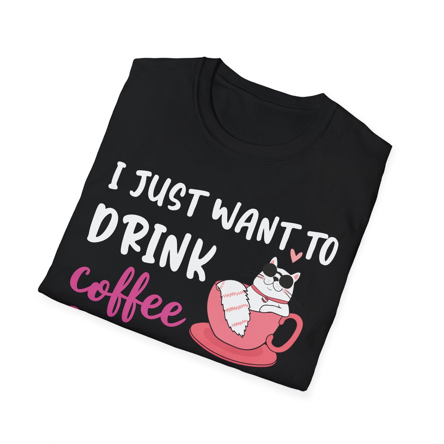 Cat Lover's Coffee & Snuggle T-Shirt, Funny Cat T-Shirt, Gift for Cat Owners, Cozy Tee, Pet Lover Apparel, Birthday Gift - TINMICO
