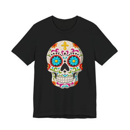 Colorful Sugar Skull Tee - Day of the Dead Shirt, Unisex Casual Wear, Festival Outfit, Gift for Halloween and Celebrations - TINMICO