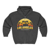 Los Angeles Sunset Zip Hoodie, California Graphic Sweatshirt, Unisex Hooded Jacket, Beach Vibes Apparel, Travel Souvenir Pullover - TINMICO