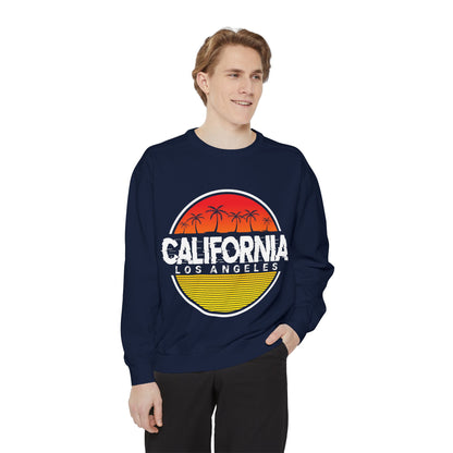 California Garment-Dyed Sweatshirt, Vintage California Sweatshirt, Los Angeles Apparel, Summer Vibes, Stylish Casual Wear - TINMICO
