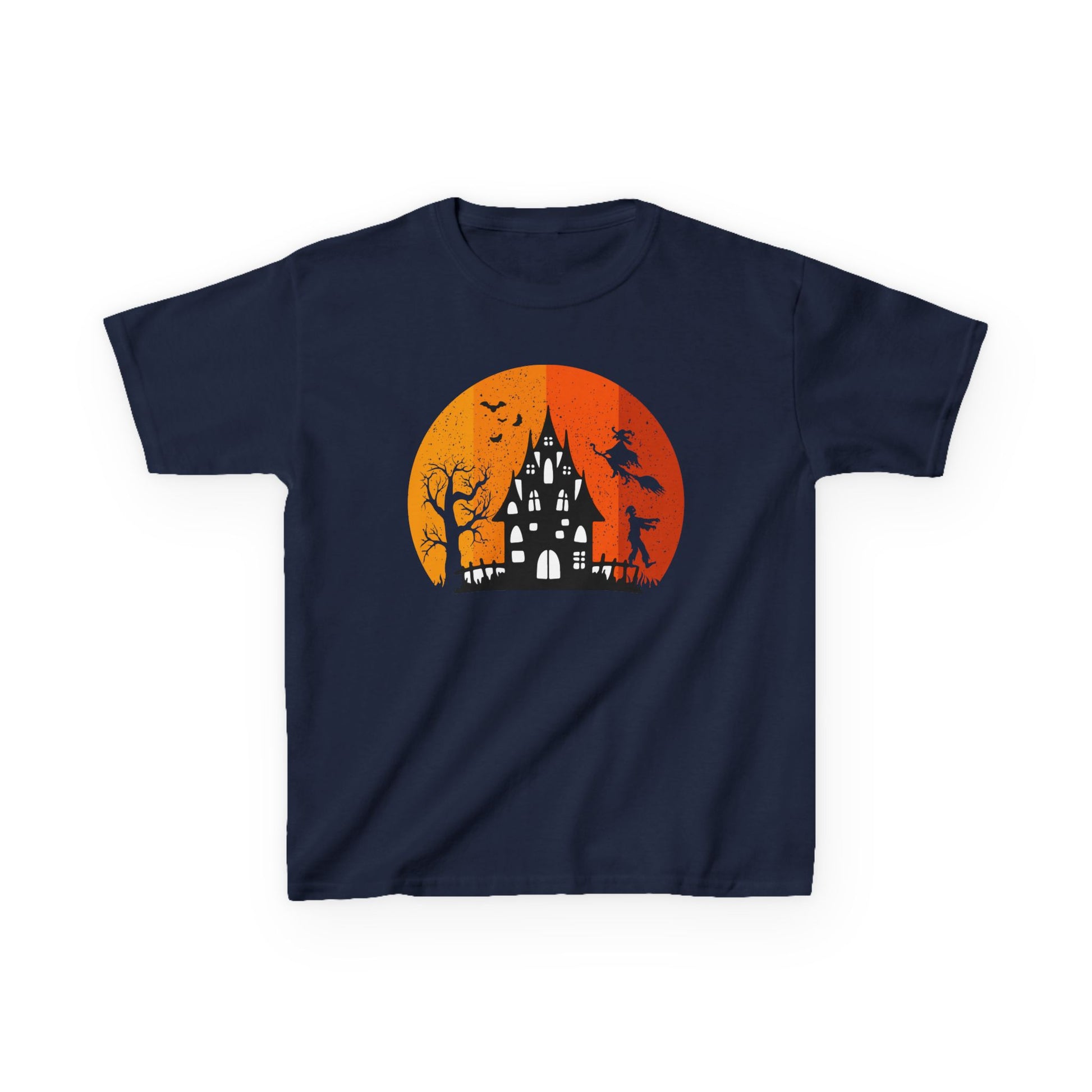 Halloween Haunted House Kids Tee, Spooky Shirt for Kids, Trick or Treat Shirt, Halloween Costume Tee, Fall Festivities Tee - TINMICO