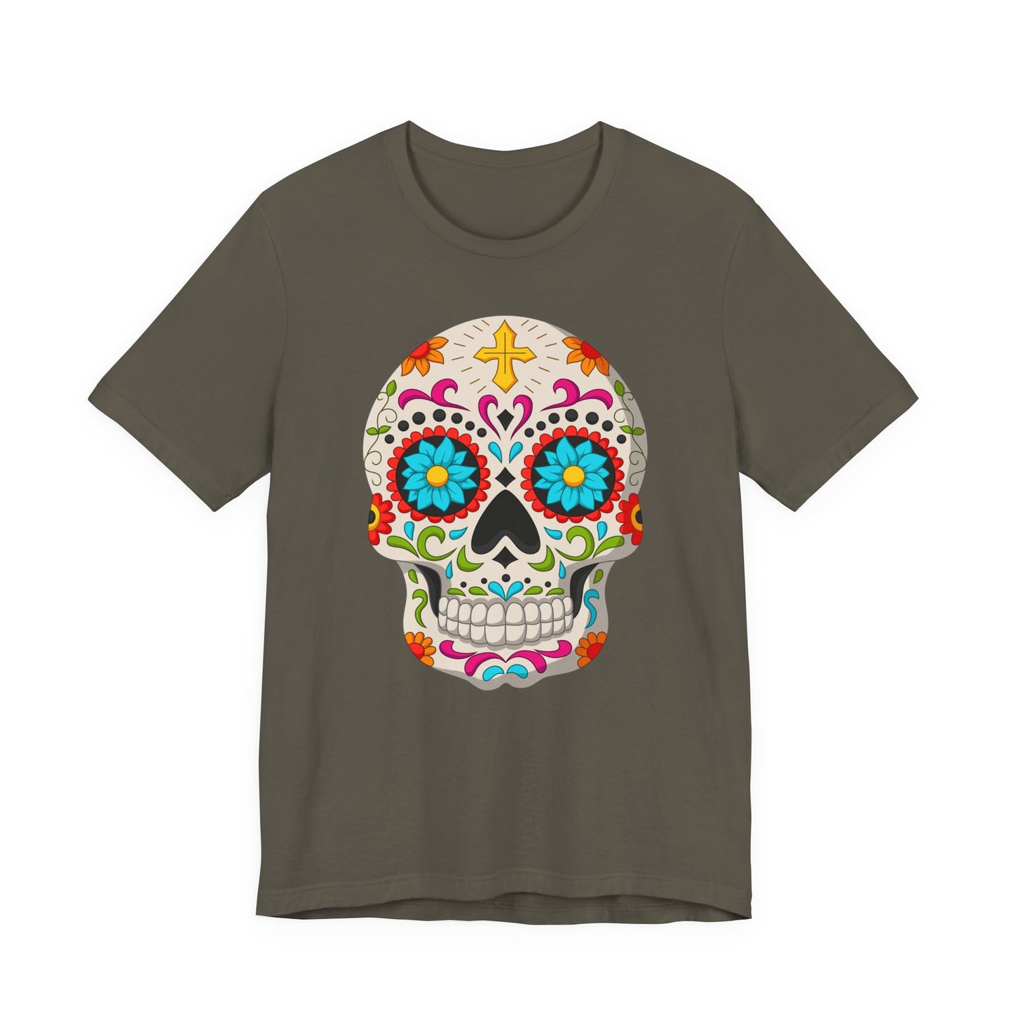 Colorful Sugar Skull Tee - Day of the Dead Shirt, Unisex Casual Wear, Festival Outfit, Gift for Halloween and Celebrations - TINMICO