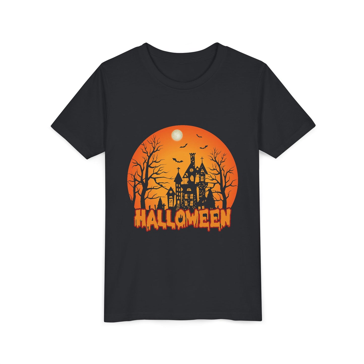 Halloween Youth Short Sleeve Tee, Halloween T-Shirt, Kids Spooky Shirt, Trick or Treat Top, Scary Costume Tee, Fall Celebration Apparel - TINMICO