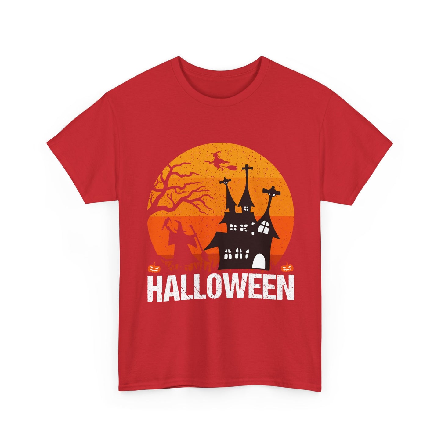 Halloween Unisex Heavy Cotton Tee, Spooky Shirt, Fall Apparel, Holiday Gift, Haunted House T-Shirt, Halloween Costume Top - TINMICO