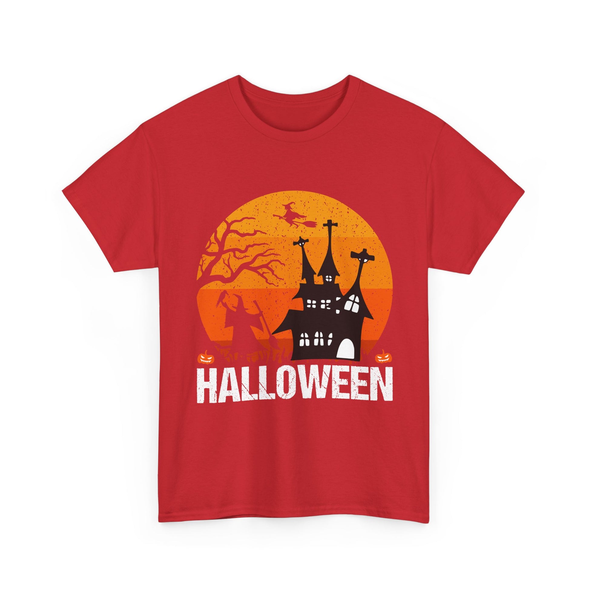 Halloween Unisex Heavy Cotton Tee, Spooky Shirt, Fall Apparel, Holiday Gift, Haunted House T-Shirt, Halloween Costume Top - TINMICO