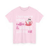 Coffee & Cat Unisex Heavy Cotton Tee, Cat Lover Gift, Coffee Enthusiast Apparel, Cute Pet Tee, Funny Animal T-Shirt, Unique Gift Idea - TINMICO