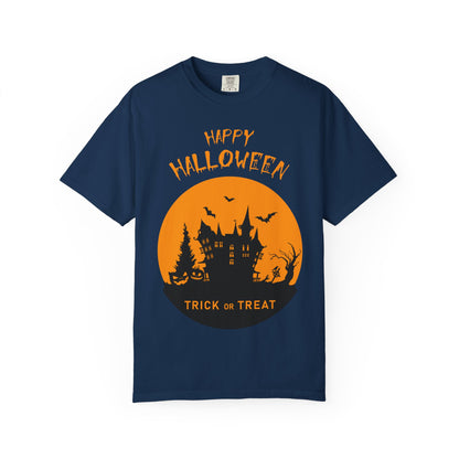 Halloween Graphic T-shirt, Spooky Tee for Trick or Treat, Unisex T-shirt for Fall Celebrations, Halloween Party Shirt, Cozy Casual Wear - TINMICO