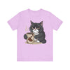 Funny Cat Lover Tee, Unisex Jersey Shirt, Gift for Cat Moms, Coffee Lover T-Shirt, Pet Owner Humor Tee, Cute Kitty Design - TINMICO