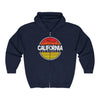 California Sunset Hoodie | Unisex Full Zip Sweatshirt, Casual Wear, Travel Apparel, Gift for Him/Her, Outdoor Fashion, LA Style - TINMICO