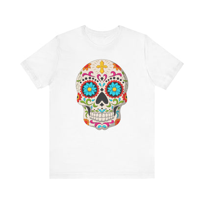 Colorful Sugar Skull Tee - Day of the Dead Shirt, Unisex Casual Wear, Festival Outfit, Gift for Halloween and Celebrations - TINMICO