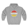 California Sunset Hoodie | Unisex Full Zip Sweatshirt, Casual Wear, Travel Apparel, Gift for Him/Her, Outdoor Fashion, LA Style - TINMICO