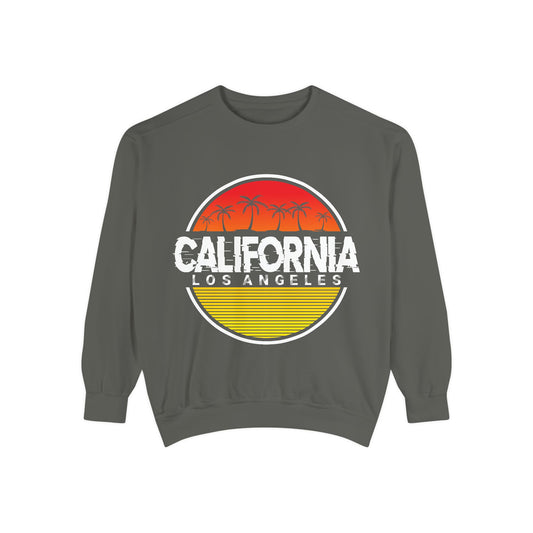 California Garment-Dyed Sweatshirt, Vintage California Sweatshirt, Los Angeles Apparel, Summer Vibes, Stylish Casual Wear - TINMICO