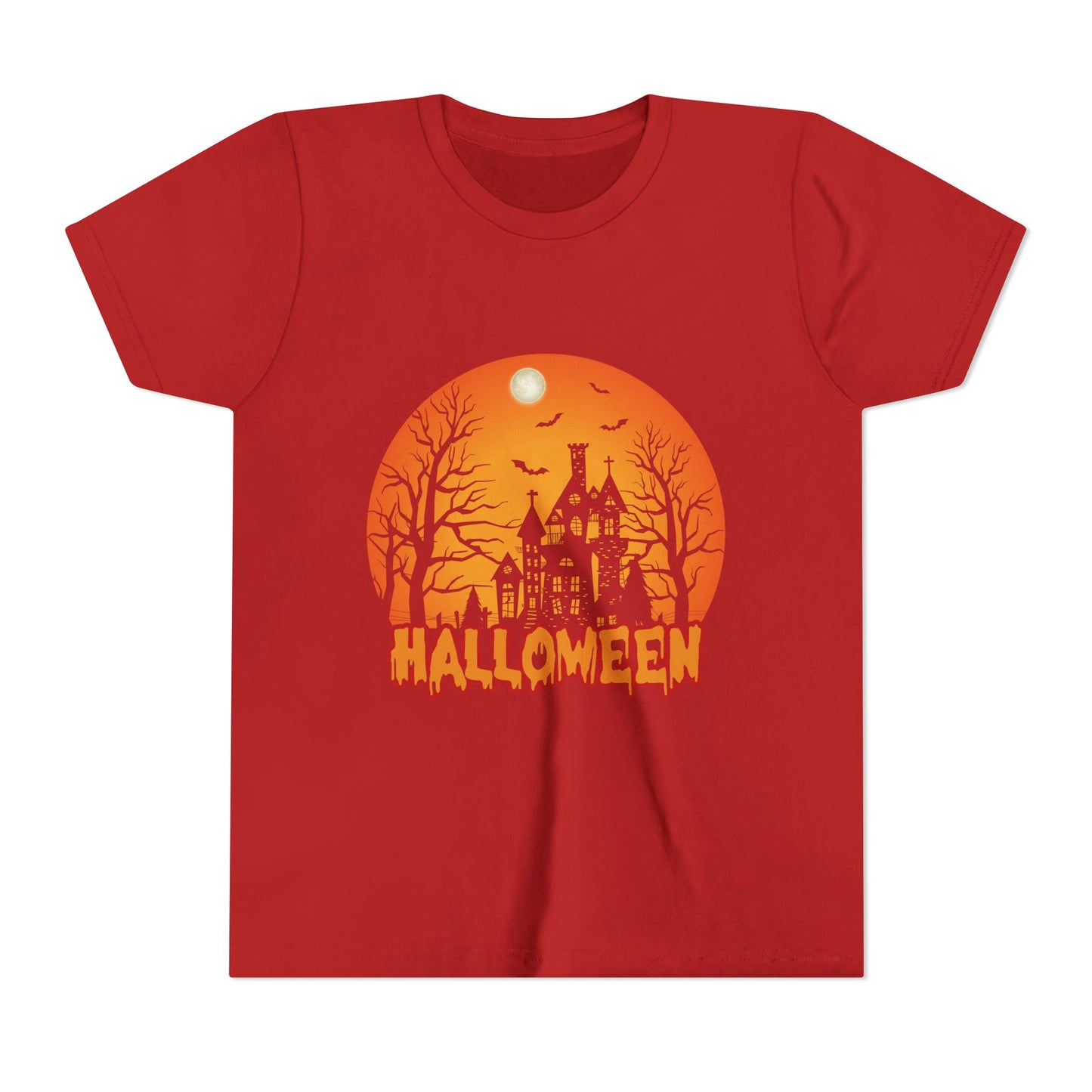 Halloween Youth Short Sleeve Tee, Halloween T-Shirt, Kids Spooky Shirt, Trick or Treat Top, Scary Costume Tee, Fall Celebration Apparel - TINMICO