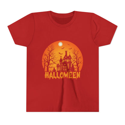 Halloween Youth Short Sleeve Tee, Halloween T-Shirt, Kids Spooky Shirt, Trick or Treat Top, Scary Costume Tee, Fall Celebration Apparel - TINMICO