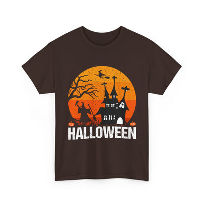 Halloween Unisex Heavy Cotton Tee, Spooky Shirt, Fall Apparel, Holiday Gift, Haunted House T-Shirt, Halloween Costume Top - TINMICO