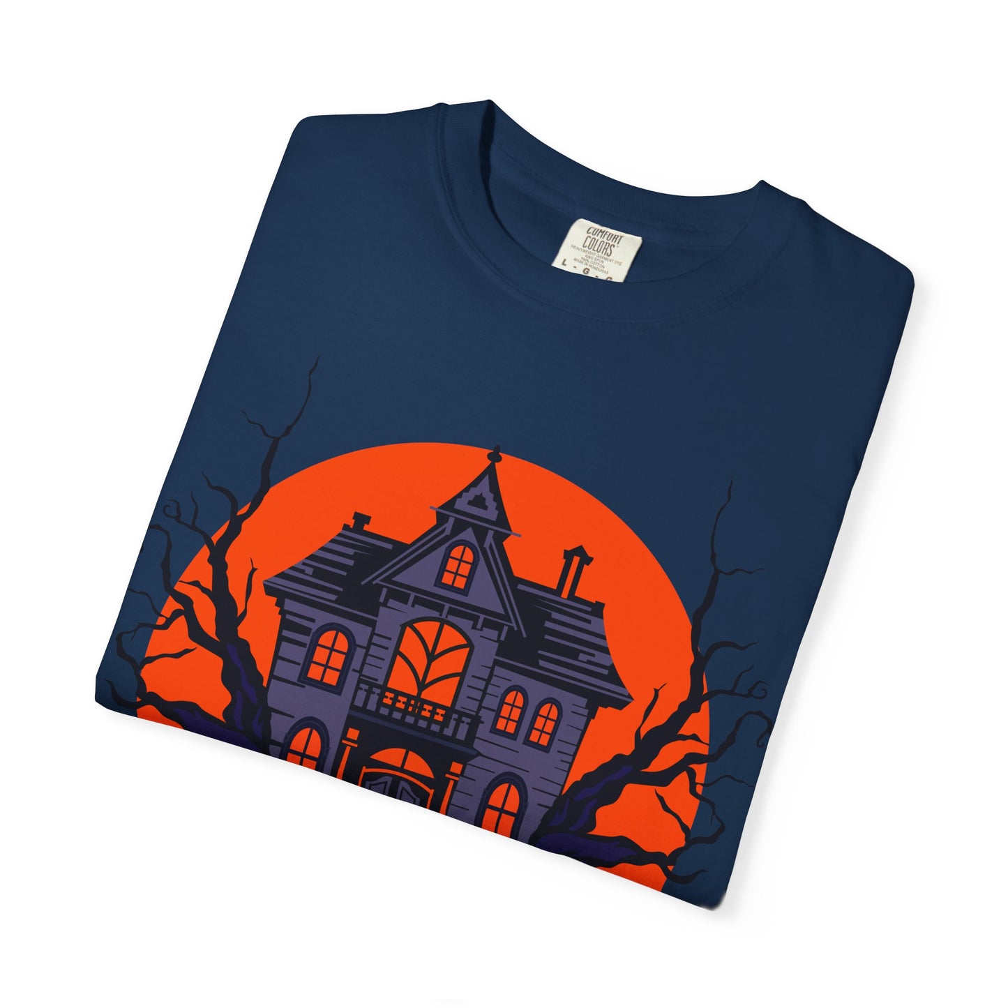 Spooky Haunted House T-Shirt, Halloween Tee, Unisex Halloween Apparel, Fall Fashion, Ghostly Graphic Shirt, Eerie T-Shirt - TINMICO