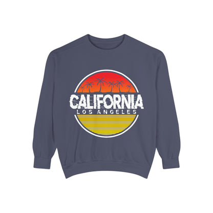 California Garment-Dyed Sweatshirt, Vintage California Sweatshirt, Los Angeles Apparel, Summer Vibes, Stylish Casual Wear - TINMICO