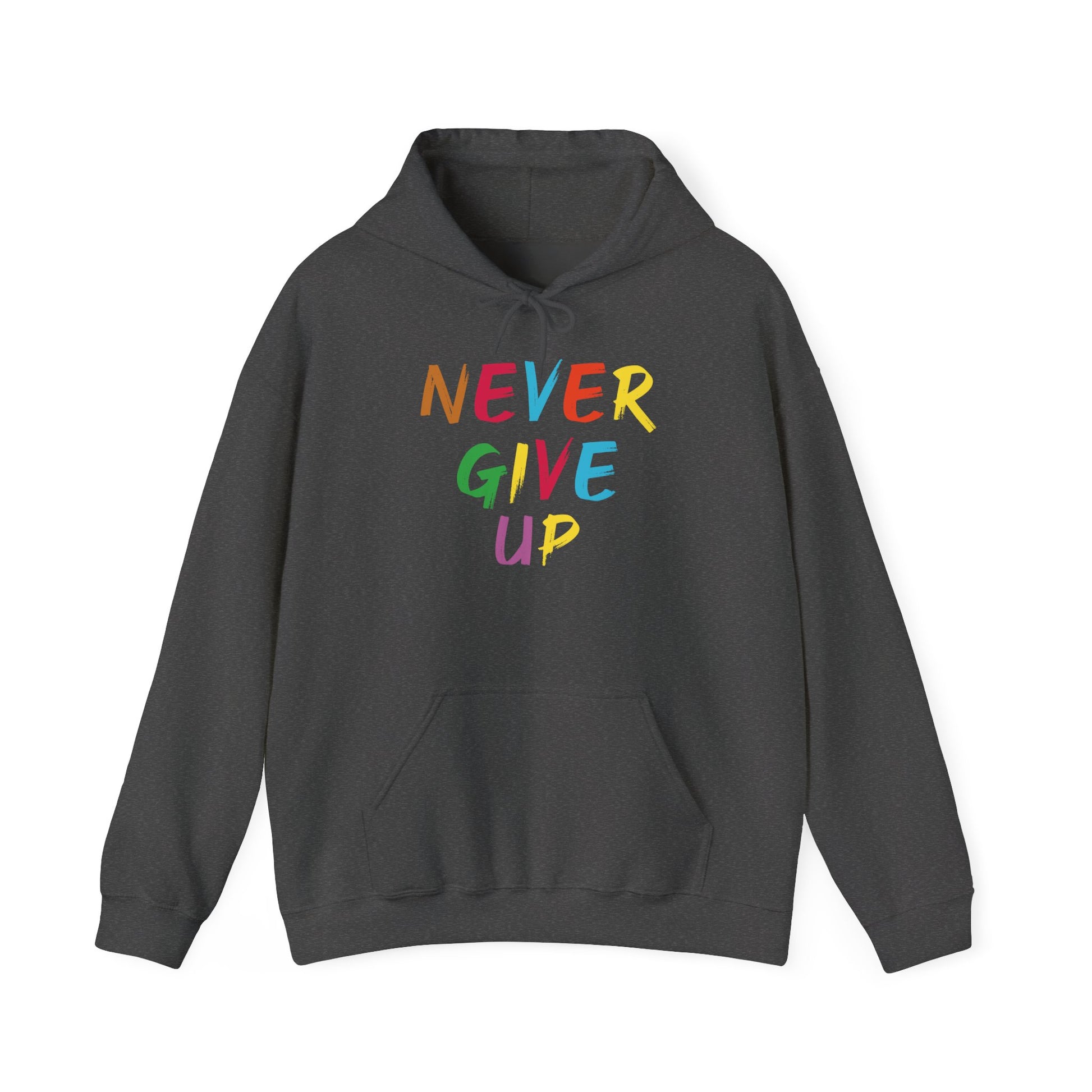 Never Give Up Motivational Hoodie | Unisex Hooded Sweatshirt for Everyday Wear, Cozy Gift, Inspirational Apparel, Positive Quotes - TINMICO