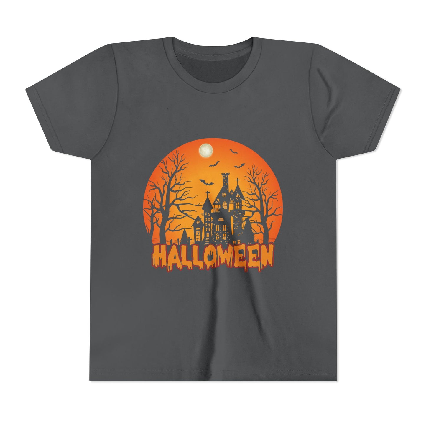 Halloween Youth Short Sleeve Tee, Halloween T-Shirt, Kids Spooky Shirt, Trick or Treat Top, Scary Costume Tee, Fall Celebration Apparel - TINMICO