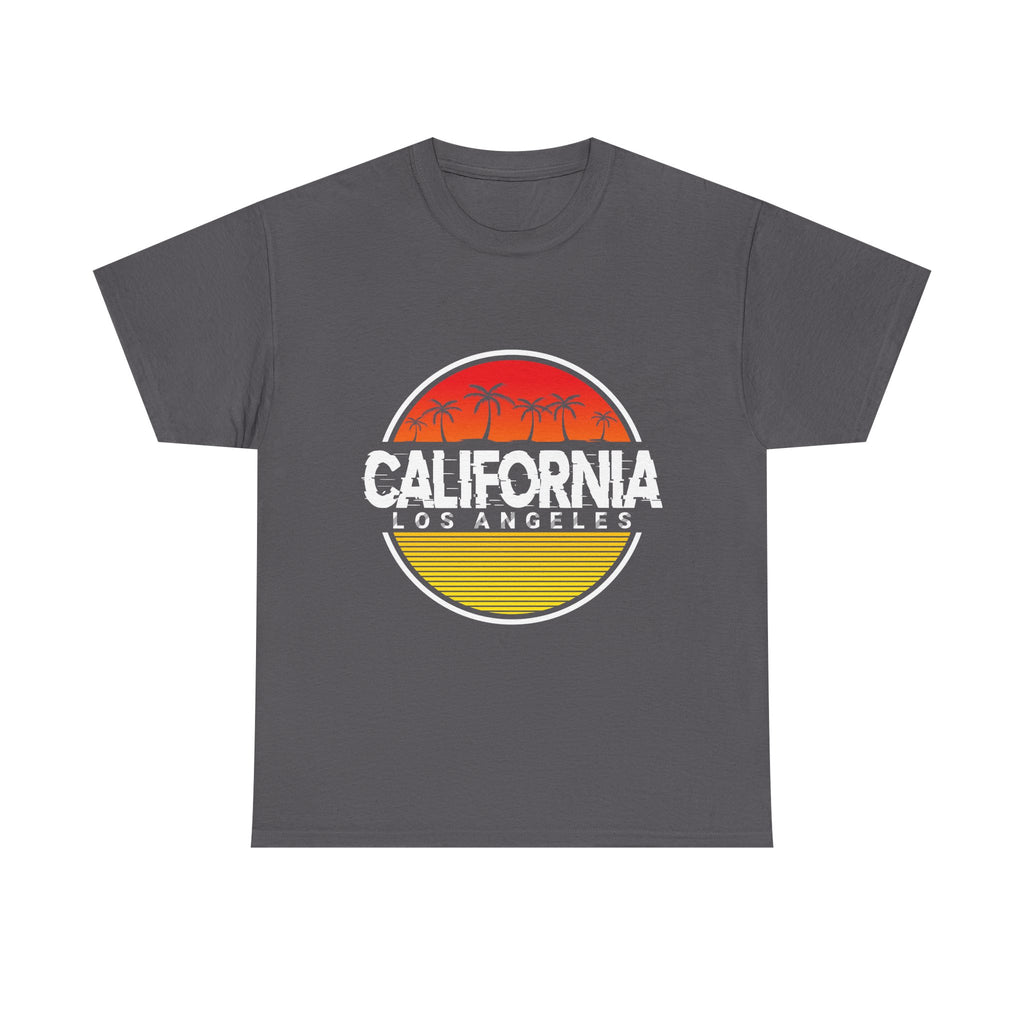 California Sunset Unisex Heavy Cotton Tee, Casual Wear, Summer Vibe, Gift for Travelers, Beach Party Shirt, Graphic Tee - TINMICO