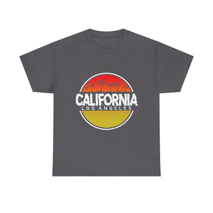 California Sunset Unisex Heavy Cotton Tee, Casual Wear, Summer Vibe, Gift for Travelers, Beach Party Shirt, Graphic Tee - TINMICO