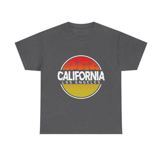 California Sunset Unisex Heavy Cotton Tee, Casual Wear, Summer Vibe, Gift for Travelers, Beach Party Shirt, Graphic Tee - TINMICO