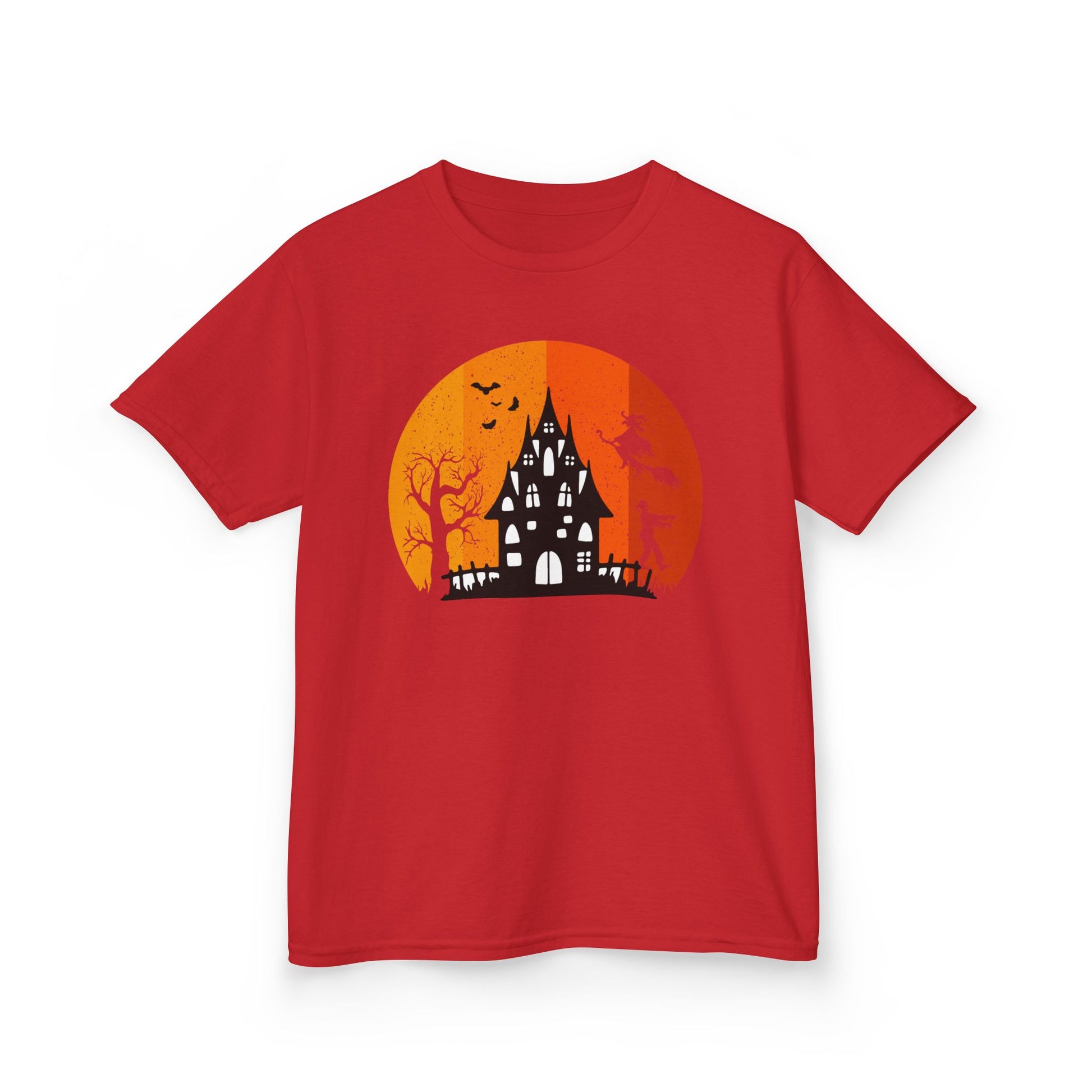 Halloween Haunted House Kids Tee, Spooky Shirt for Kids, Trick or Treat Shirt, Halloween Costume Tee, Fall Festivities Tee - TINMICO