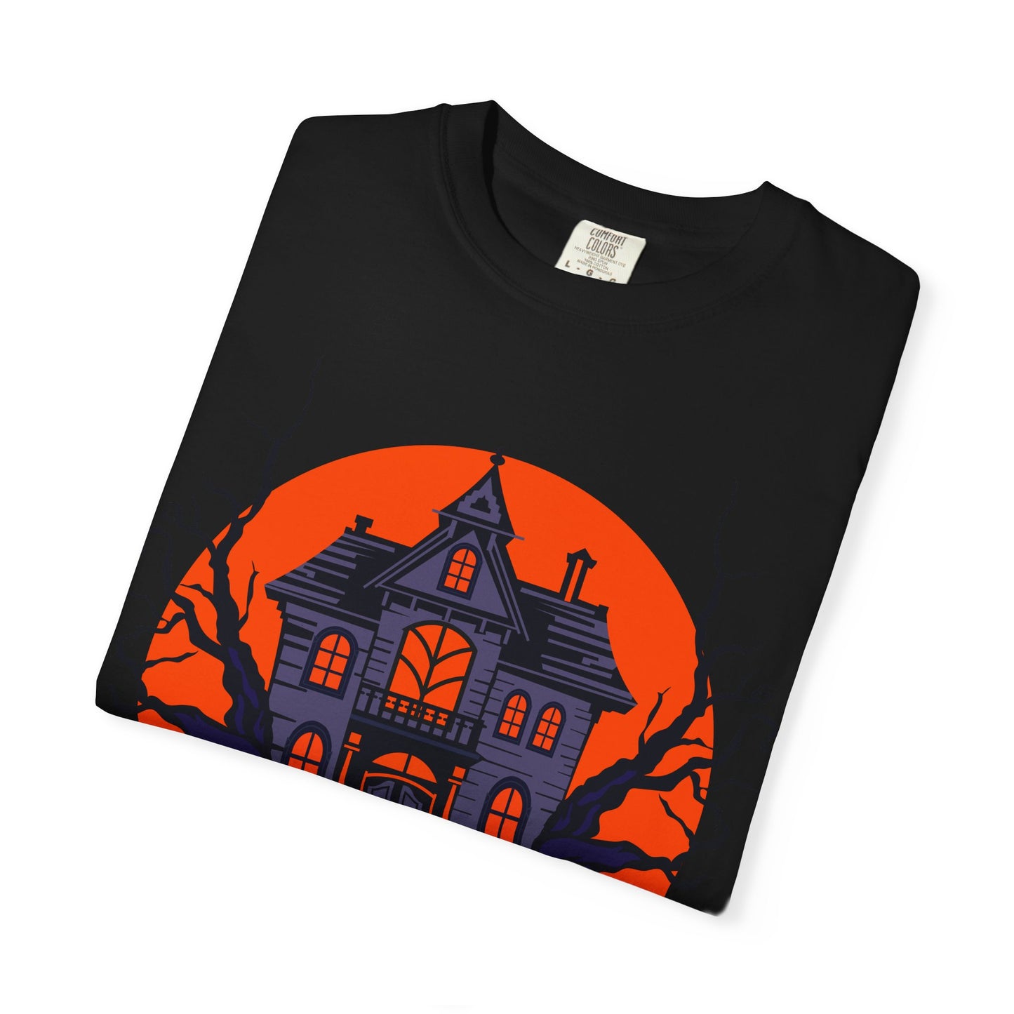 Spooky Haunted House T-Shirt, Halloween Tee, Unisex Halloween Apparel, Fall Fashion, Ghostly Graphic Shirt, Eerie T-Shirt - TINMICO