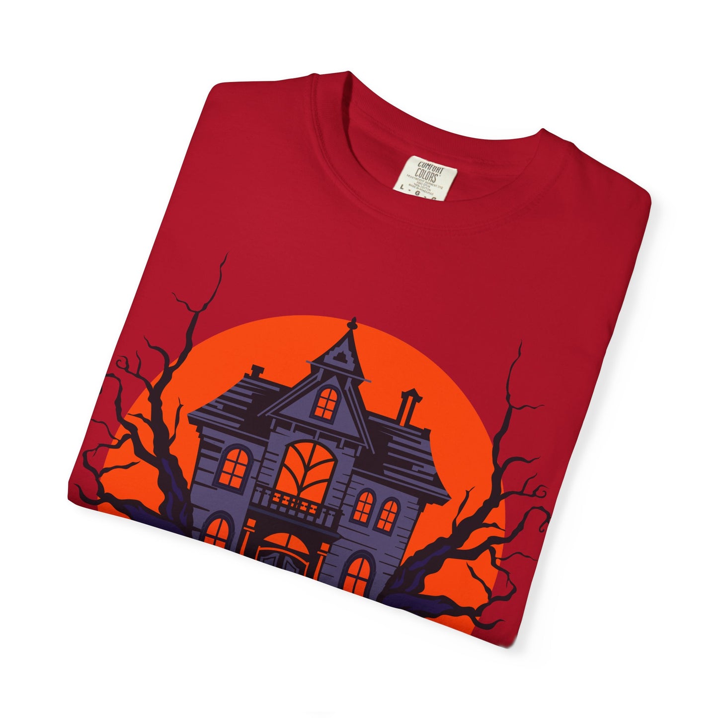 Spooky Haunted House T-Shirt, Halloween Tee, Unisex Halloween Apparel, Fall Fashion, Ghostly Graphic Shirt, Eerie T-Shirt - TINMICO