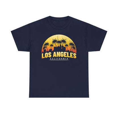 Los Angeles Sunset Graphic Tee | Unisex Heavy Cotton Shirt, California Style T-Shirt, Summer Outfit, Presentation Gift, Music Festival Top - TINMICO