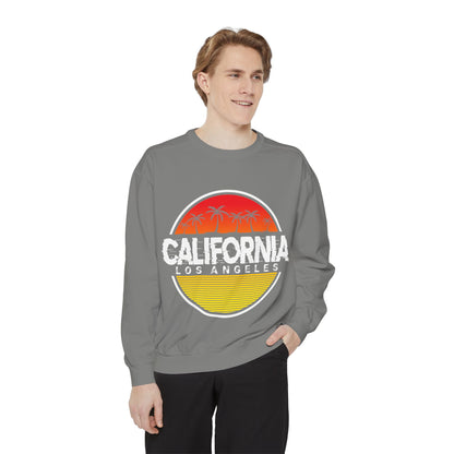 California Garment-Dyed Sweatshirt, Vintage California Sweatshirt, Los Angeles Apparel, Summer Vibes, Stylish Casual Wear - TINMICO