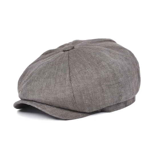 Herringbone Light Gry Linen Bakerboy Caps Newsboy Cap Men Women Lightweight Breathable Flat Hat Beret Hats | TINMICO - TINMICO