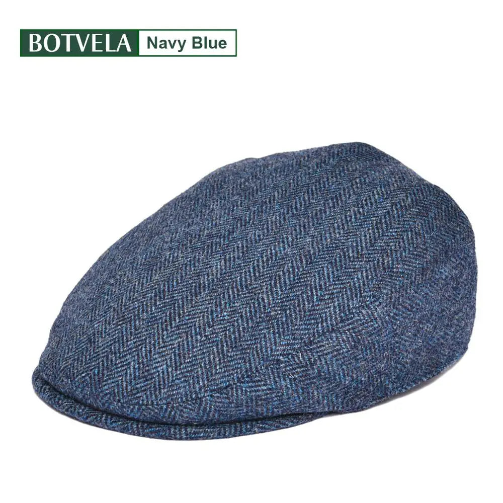 Big Size 100% Wool Ivy Cap Men Flat Caps Tweed Scally Hat -cutter Newsboy Cap Driving Hats |TINMICO - TINMICO