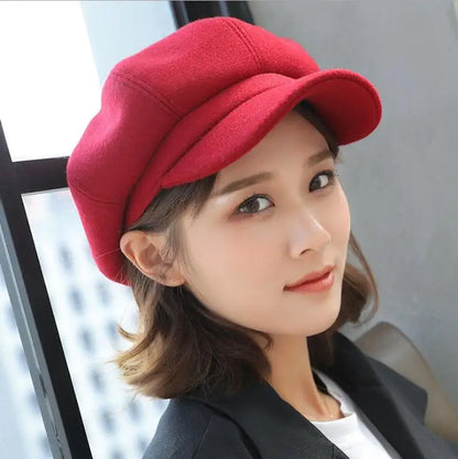 New Autumn Winter Hats for Women Solid Plain Octagonal Hat Winter Beret Women Painter Caps | TINMICO