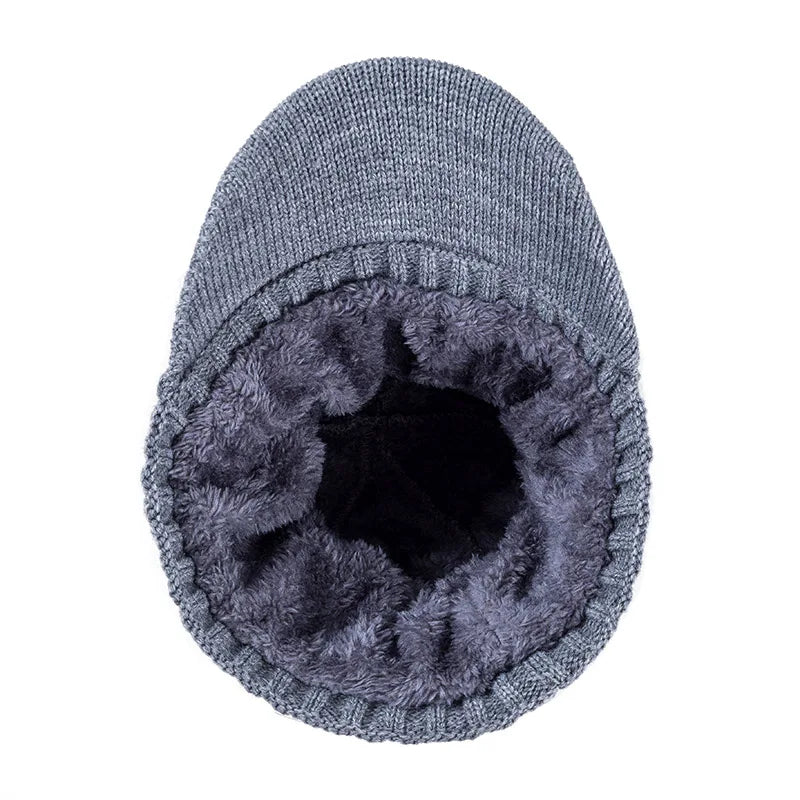 Winter Hats Stylish Add Fur Lined Soft Beanie Cap With Brim Thick Winter Knitted Hats For Men & Women,Unisex Warm TINMICO - TINMICO
