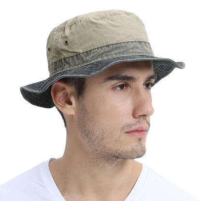 TINMICO Bucket Hats for Men Washed Cotton Outdoor Panama Hat Summer Fishing Hunting Cap UV Sun Protection Caps Panama Hat - TINMICO