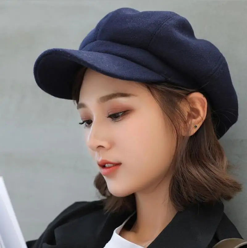 New Autumn Winter Hats for Women Solid Plain Octagonal Hat Winter Beret Women Painter Caps | TINMICO