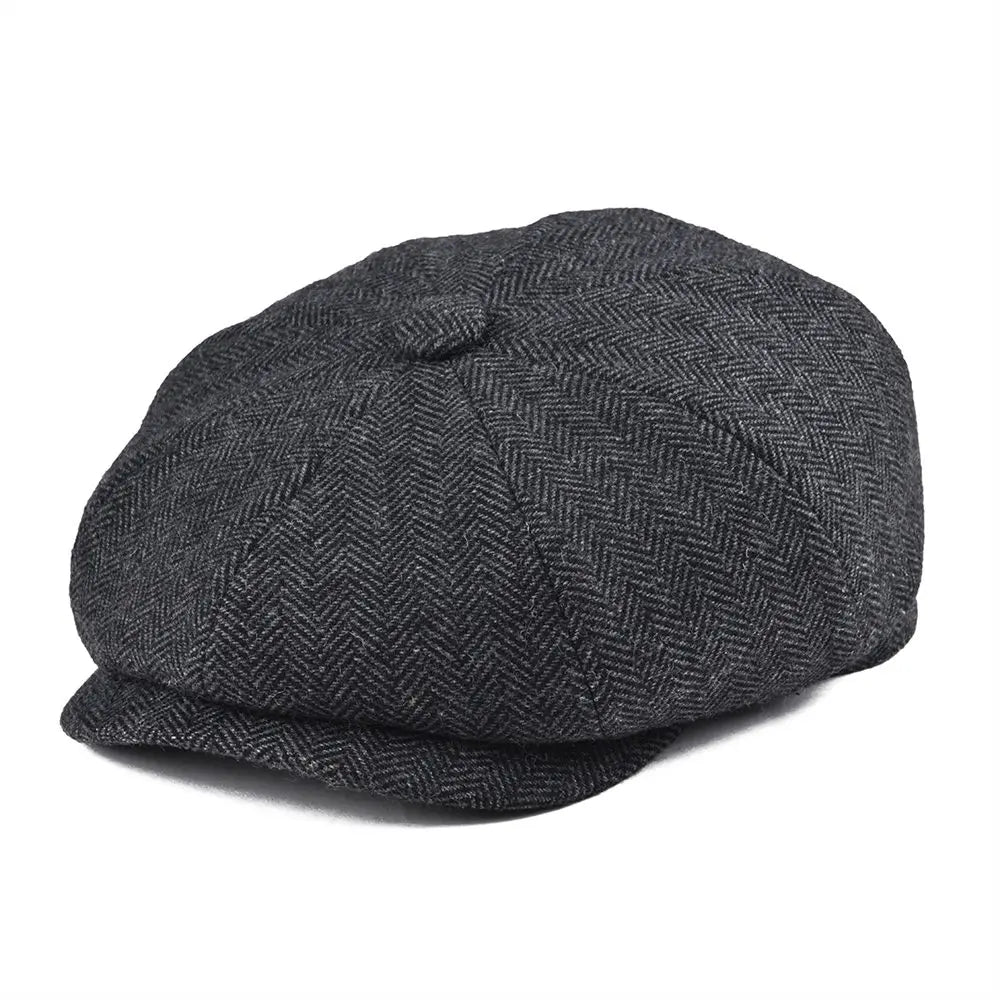 New Wool Newsboy Cap Herringbone Men British Flat Cap | TINMICO - TINMICO