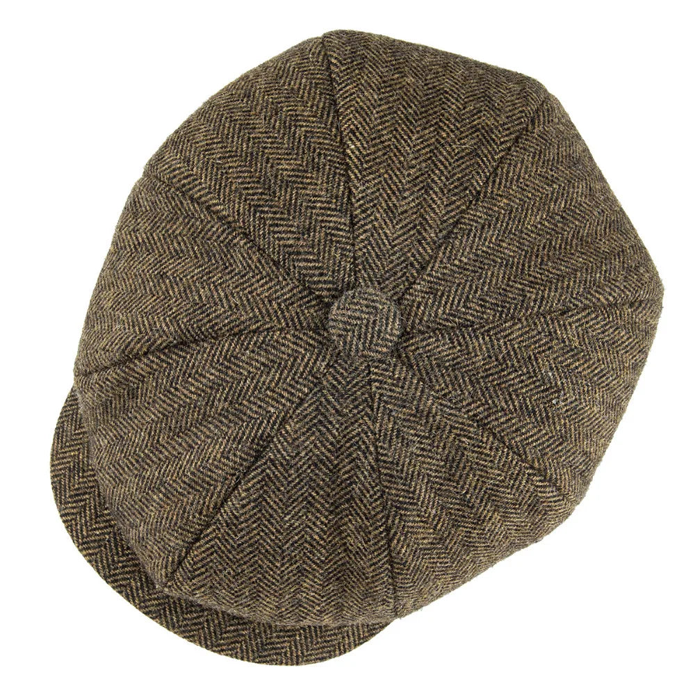 New Wool Newsboy Cap Herringbone Men British Flat Cap | TINMICO - TINMICO