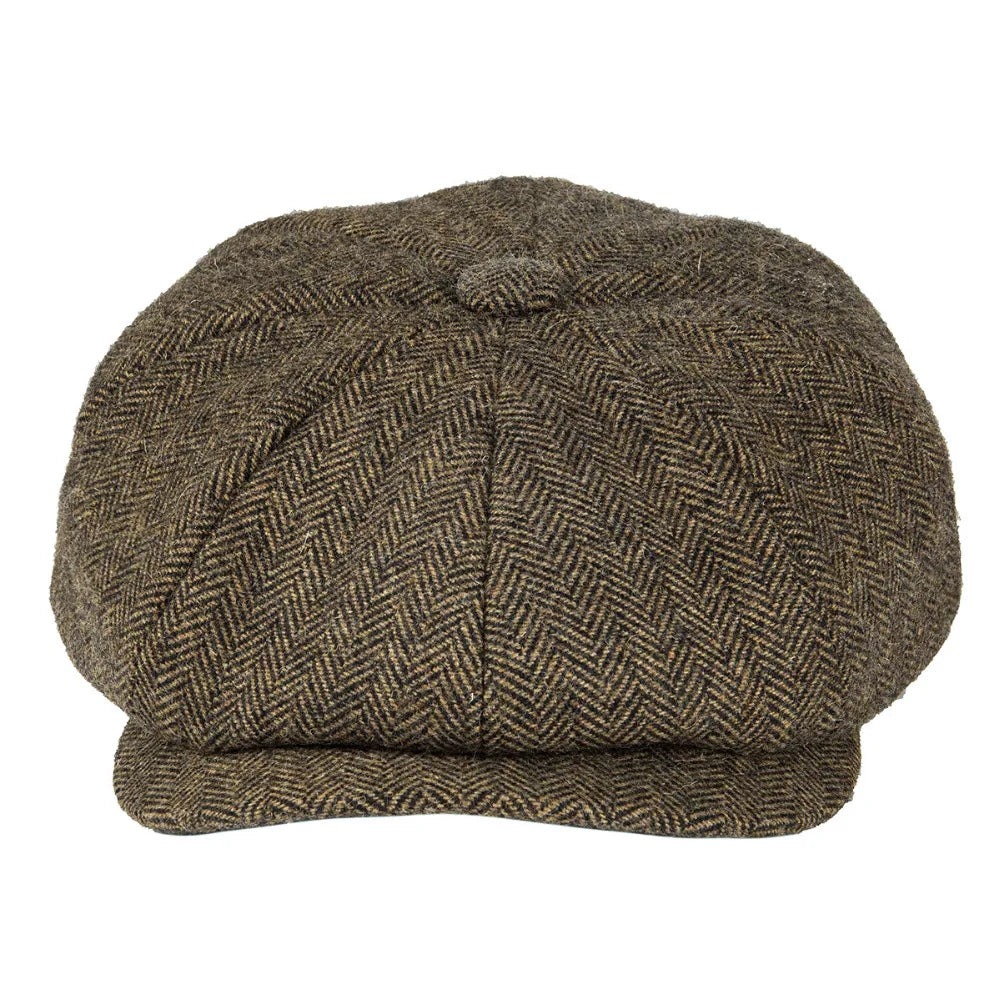 New Wool Newsboy Cap Herringbone Men British Flat Cap | TINMICO - TINMICO