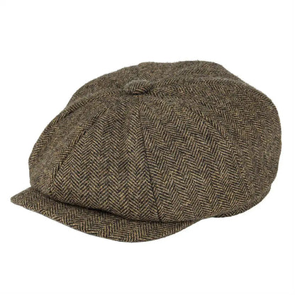 New Wool Newsboy Cap Herringbone Men British Flat Cap | TINMICO - TINMICO