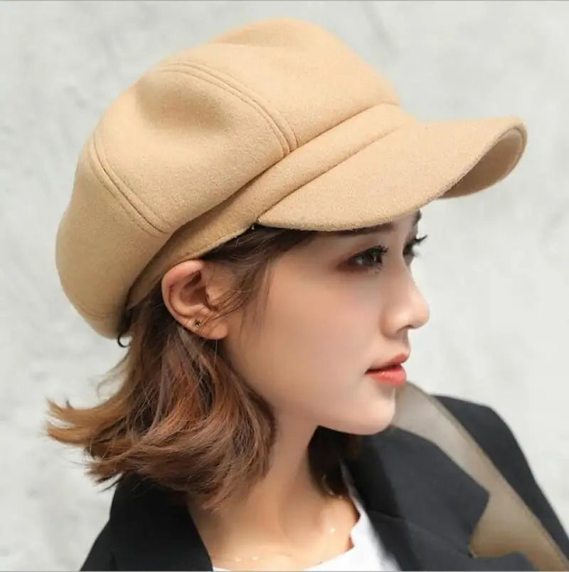 New Autumn Winter Hats for Women Solid Plain Octagonal Hat Winter Beret Women Painter Caps | TINMICO