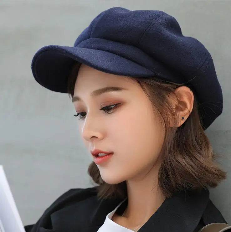 New Autumn Winter Hats for Women Solid Plain Octagonal Hat Winter Beret Women Painter Caps | TINMICO