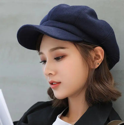New Autumn Winter Hats for Women Solid Plain Octagonal Hat Winter Beret Women Painter Caps | TINMICO